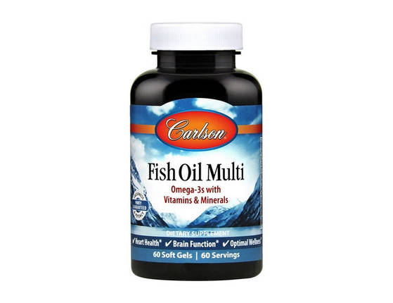 Омега 3 Carlson Labs Fish Oil Multi 60 гел капс риб'ячий жир, фото 2