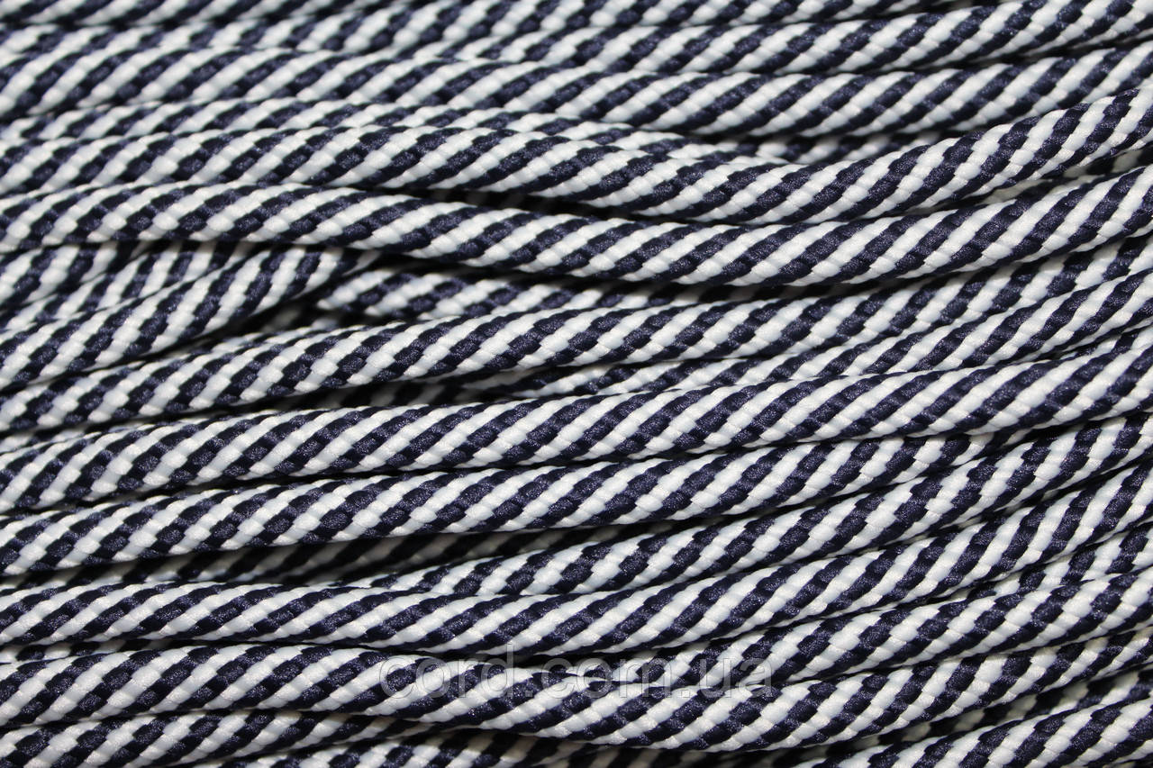 Шнур круглий спіраль 7мм синій+білий моток 100м, фото 1