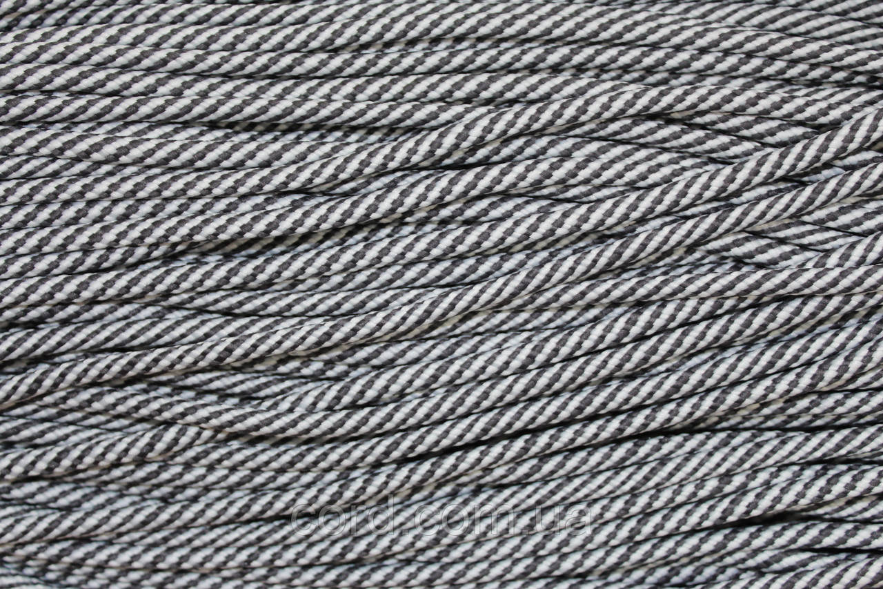 Шнур круглий спіраль 7мм темно-сірий+білий моток 100м, фото 1