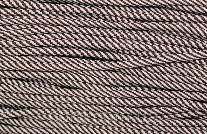 Шнур круглий спіраль 7мм коричневий+білий моток 100м, фото 1