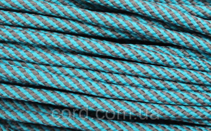 Шнур круглий спіраль 7мм темно-серый+морська волна моток 100м, фото 1
