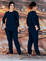 Стильний літній брючний костюм-двійка батал: асиметрична блузка + штани (р.48-50). Арт-2221/42