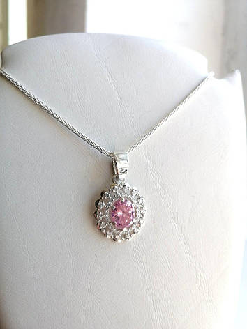 Срібний кулон Генхелія з рожевим Фіанітом DARIY 161-01, фото 1