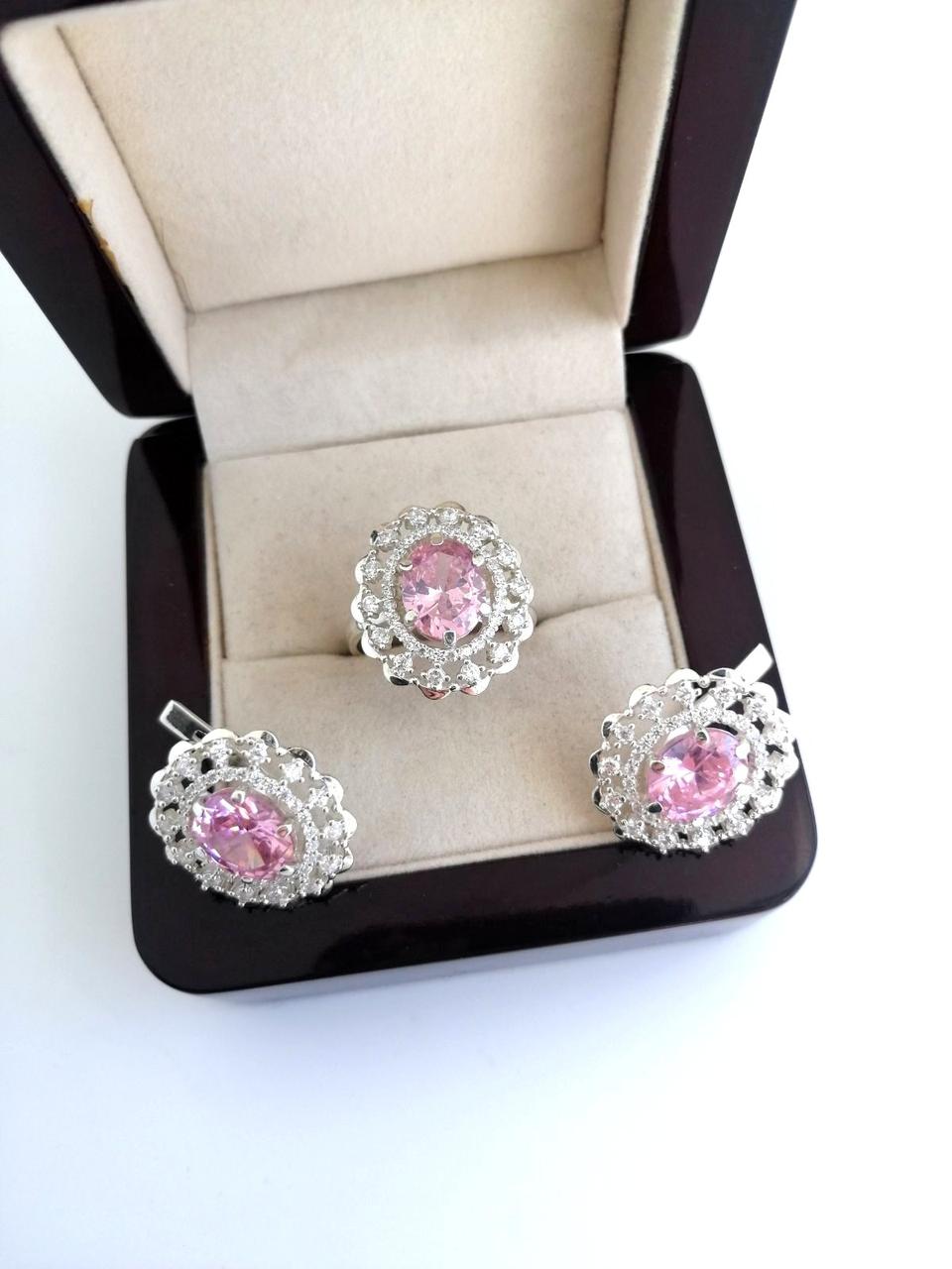Серебряный набор Генхелия с Розовыми фианитам  DARIY 161-01
