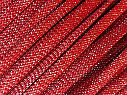 Шнур плоский чехол 8мм червоний+срібло моток 100м