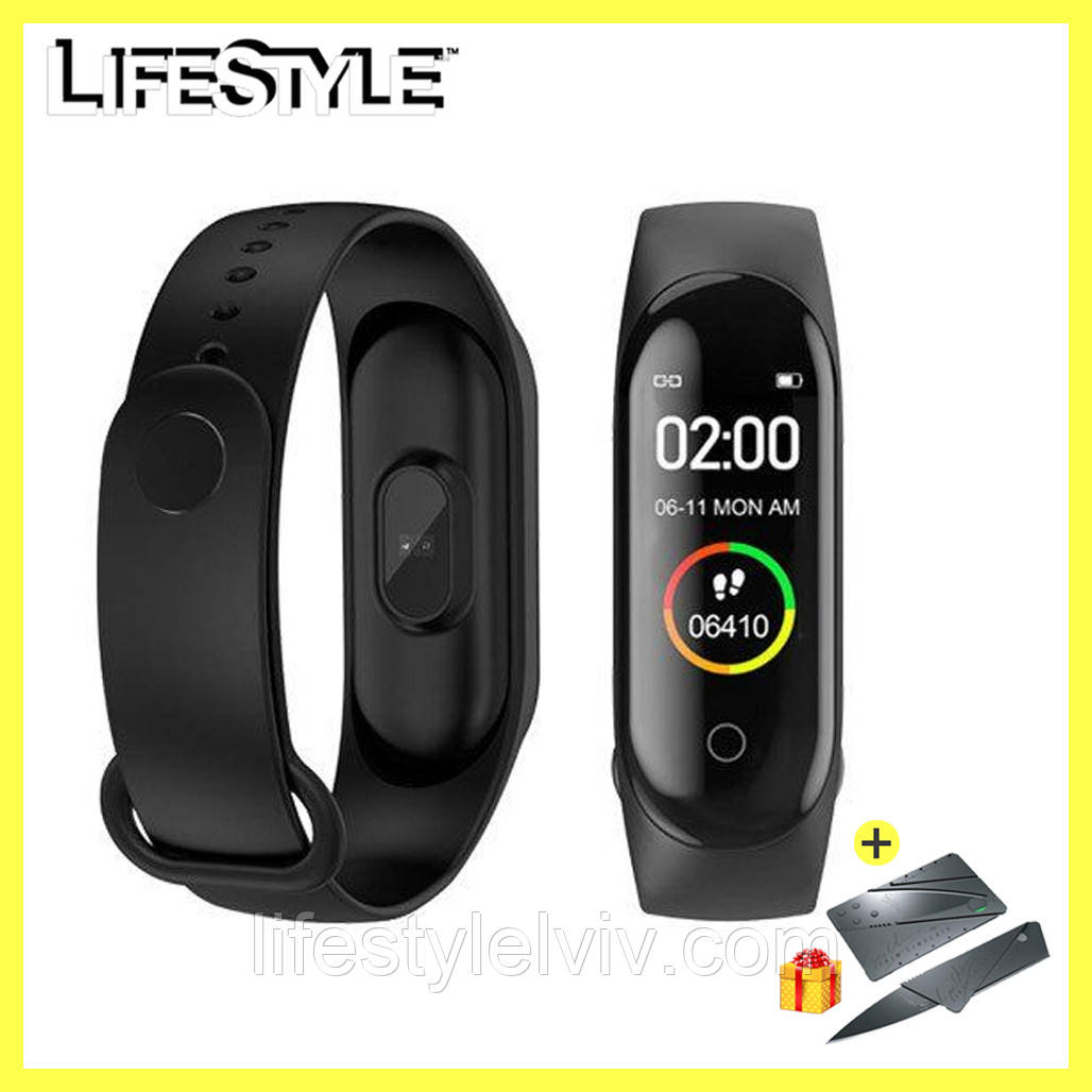 Фітнес браслет Mi Band M4, Розумні годинник / Спортивний трекер + Подарунок! Ніж-візитка