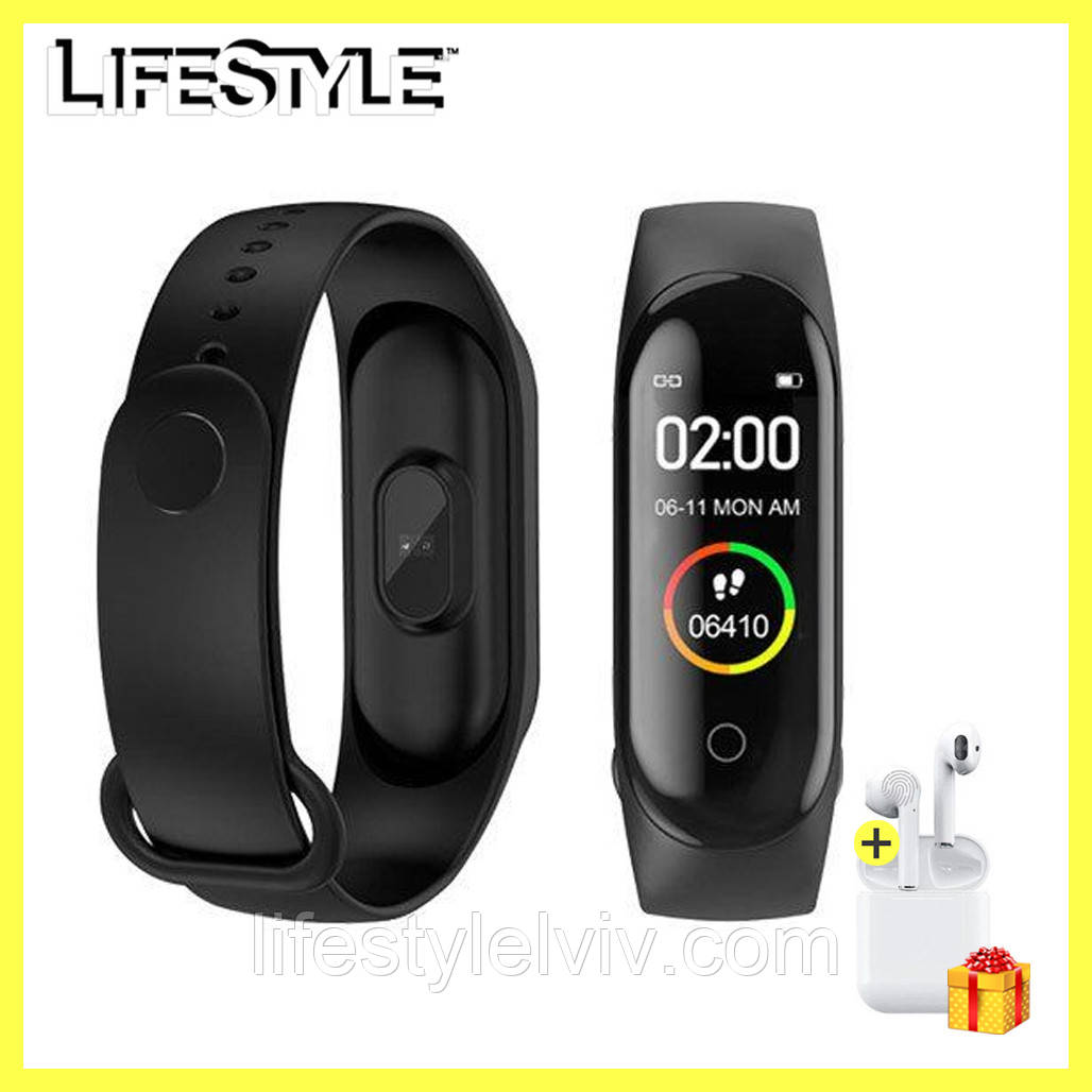 Фітнес браслет Mi Band M4, Розумні годинник / Спортивний трекер + Подарунок Навушники i12