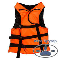 Яскравий помаранчевий 100 -120 кг дорослий страхувальний жилет (рятувальний ) з кишенями, сертифікований