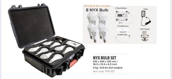 Набір з 8 світлодіодних ламп Astera NYX Bulb з акумулятором, корпусом і аксесуарами (FP5-SET) (FP5-E27-SET)