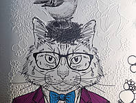 Картина полотно друк малюнок друк за номерами №12 панно дизайнерське Чеширський Кіт у капелюсі 50 см х 50 см