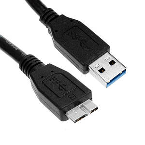 Кабель USB 3.0 (AM) - microUSB (BM) 0.3м TRY Wire чорний