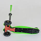 Дитячий самокат Best Scooter MAXI САЛАТОВИЙ, пластмасовий, 4 колеса PU, СВЕТ, трубка керма алюмінієва, фото 4