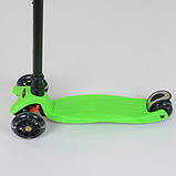 Дитячий самокат Best Scooter MAXI САЛАТОВИЙ, пластмасовий, 4 колеса PU, СВЕТ, трубка керма алюмінієва, фото 3