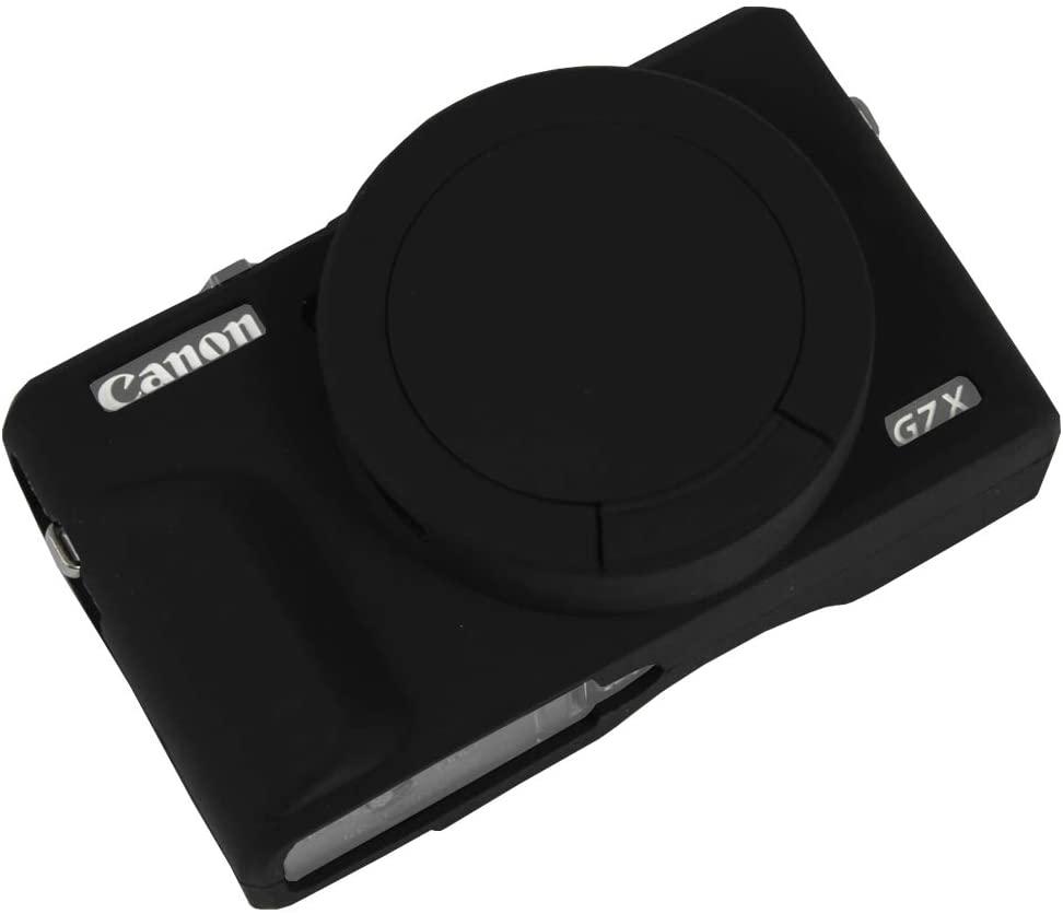 Защитный силиконовый чехол с крышкой для фотоаппаратов CANON G7X Mark III - черный - фото 1 - id-p1180430770