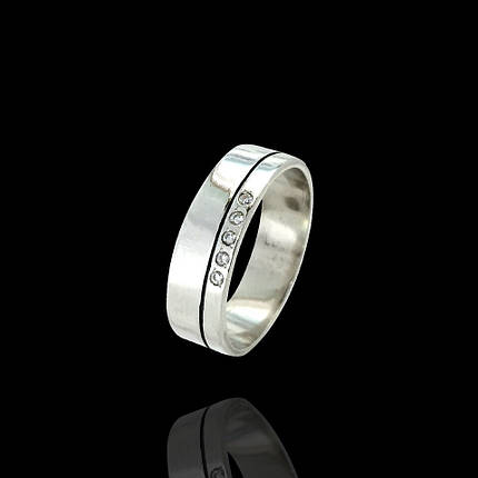 Срібне жіноче обручне кільце з камінцями, фото 1