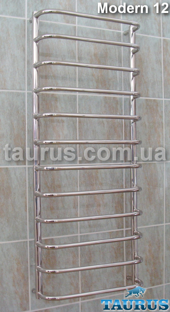 Великий, Висока н/ж сушарка для рушників Modern 12/1250х500 мм, П-подібні перемички, труба d20. Стійка D32. 1/2