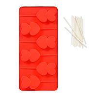 Форма для льодяників на паличці Сердечка 24 см 9,5 см