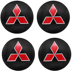 Наклейки на диски Mitsubishi 56 mm (4 шт.) — Black