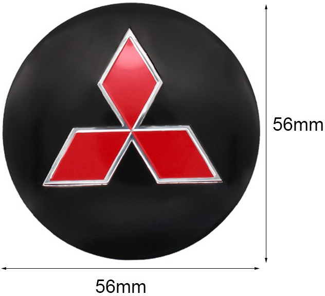 Наклейки на диски Mitsubishi 56mm (4 шт) - Black - фото 3 - id-p1180596048