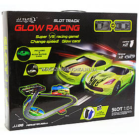 Автотрек Glow Racing JJ 86 р/в, від мережі 220V, 2 неонові машинки, в коробці
