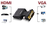 HDMI to VGA Onten Original +Audio + Живлення конвертер адаптер перехідник ONT-7557, фото 2