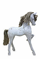 Статуэтка лошадка деревянная бегущая белого цвета высота 35см