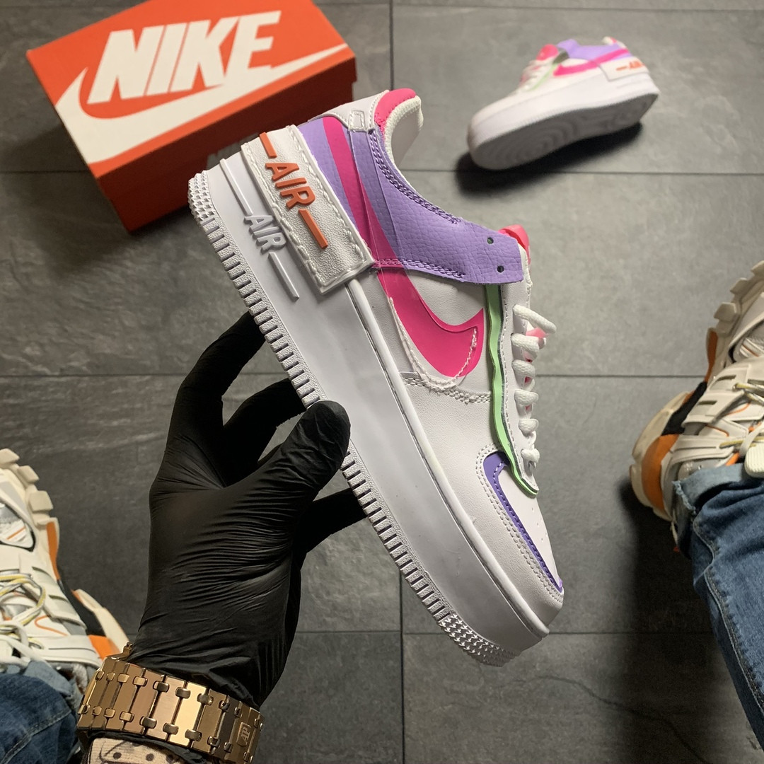 Жіночі кросівки Nike Air Force Shadow Violet White Pink, жіночі кросівки найк аір форс шадоу, фото 1