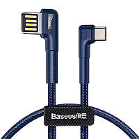 Оригінальний Кабель Baseus Elbow USB Type-C Cable LED Charge 3A для заряджання та передавання даних (1 метр) Синій