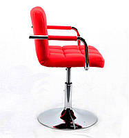 Крісло Arno Arm ЕК червоний 1007 CH Base на хромованій базі з підлокітниками, регулювання висоти сидіння, фото 2