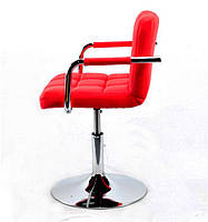 Крісло Arno Arm ЕК червоний 1007 CH Base на хромованій базі з підлокітниками, регулювання висоти сидіння, фото 6