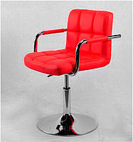 Кресло Arno Arm ЭК красный 1007 CH Base на хромированной базе с подлокотниками, регулировка высоты сиденья
