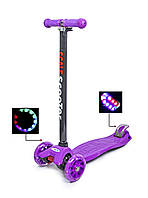 Самокат триколісний зі колесами які святяться MAXI Violet фіолетовий