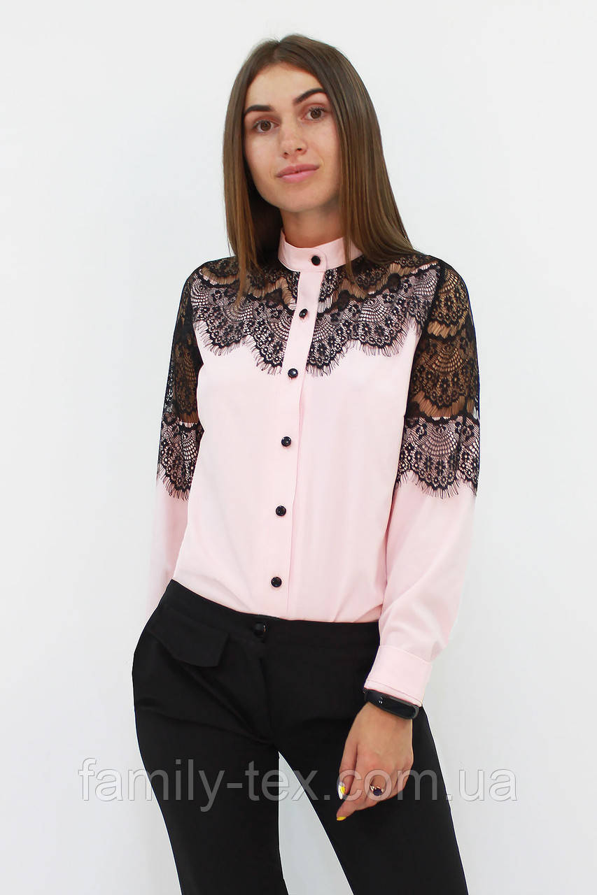 Романтична жіноча блузка з мереживом "Gilmor", розміри 42 - 50, фото 1