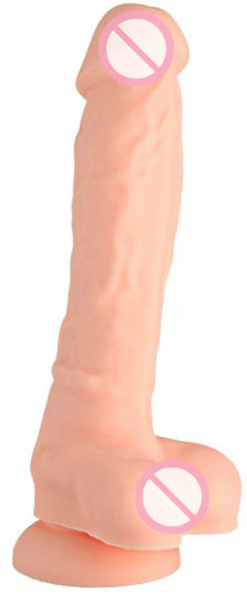 Фалоімітатор реалістичний з мошонкою DUAL DENSITY SILICONE DILDO