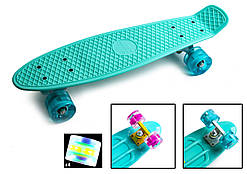 Пенні Борд Penny Board. бірюзовий  світяться колеса