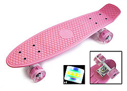 Пенні-борд Penny Board "Pastel Series" Ніжно-рожевий колір. Світяться колеса