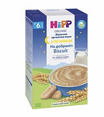 Каша молочна Органічна з печивом "Спокійної ночі" Hipp (Хіпп) з 6 місяців, 250 гр.