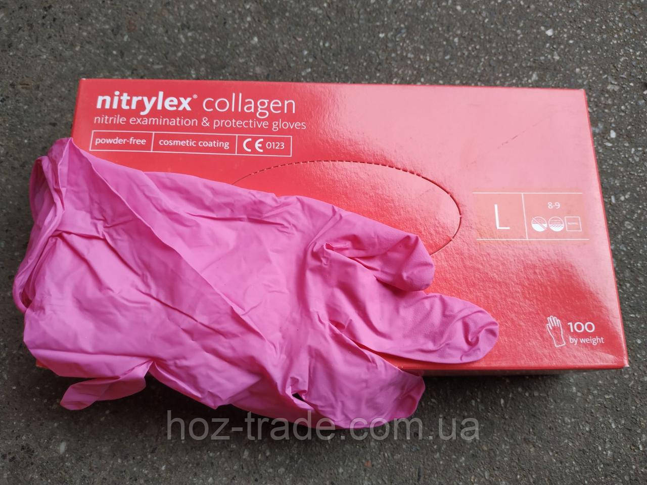 Перчатки Нитриловые Nitrylex Collagen XL 9-10 розовые - фото 1 - id-p1180735100