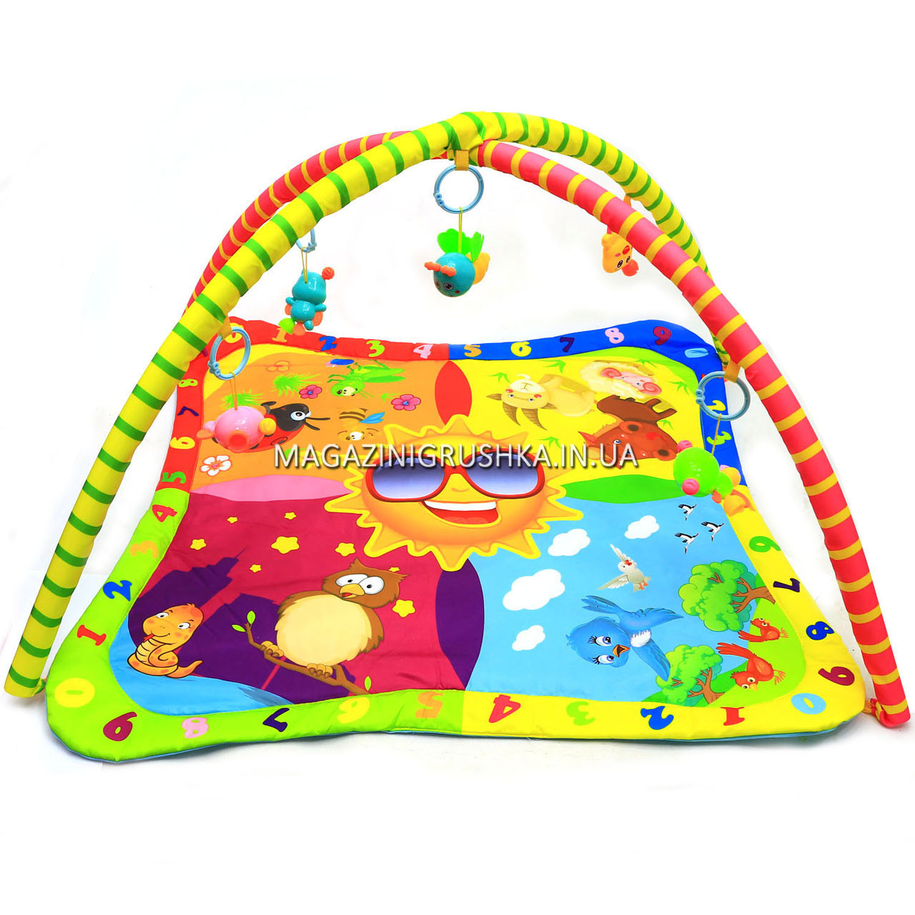 Килимок для малюків, кільця, знімні дуги, 104x104 см (006-028), фото 1
