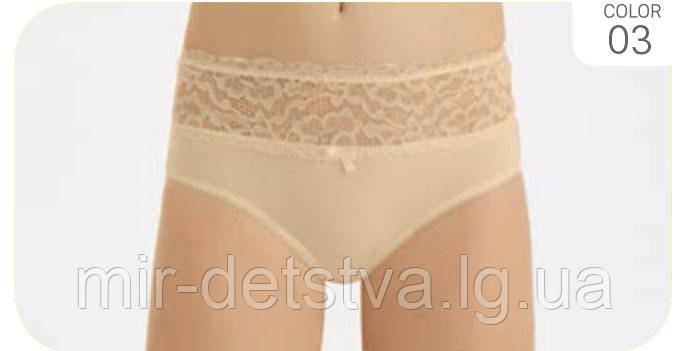 Трусики дитячі для дівчаток "Гламур" з мереживом ТМ Baykar, Туреччина оптом р.7 (170-176 см) беж