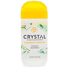 Crystal Body Deodorant, Невидимий твердий дезодорант, ромашка і зелений чай, 70 г
