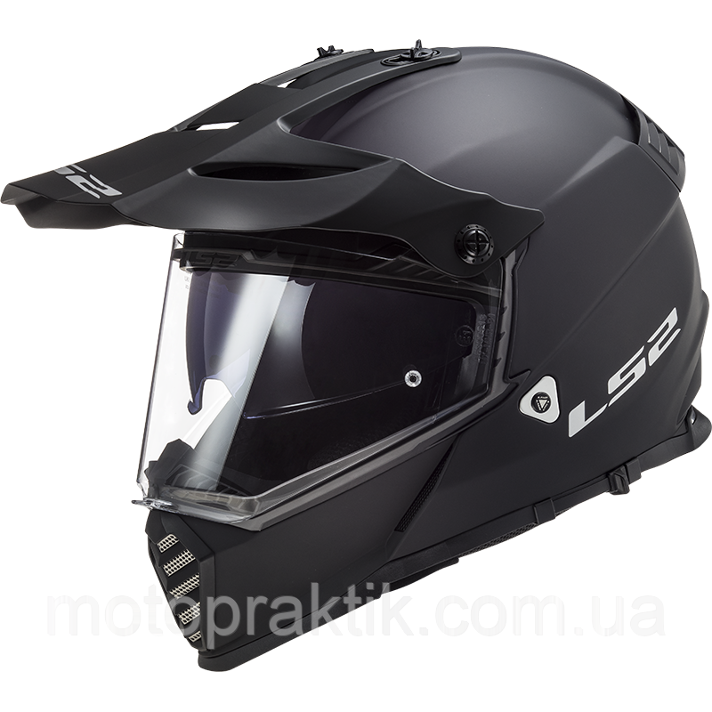 LS2 MX436 PIONEER EVO SOLID GLOSS BLACK, XS Мотошолом ендуро (мотард) з окулярами