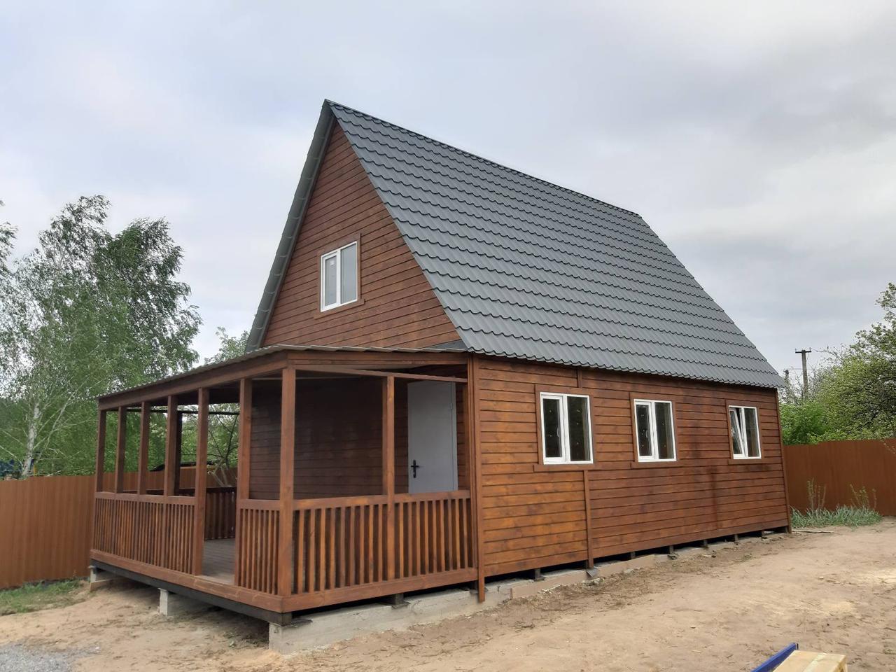 Каркасний дачний будинок 6* 8 , 2 поверхи з терасою, фото 1