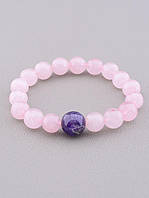 Браслет з натуральних каменів Рожевий кварц і Аметист