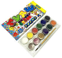 Фарби гуаш САЛЮТ Люкс колор 12 кольорів 25мл, фарби гуашові для малювання