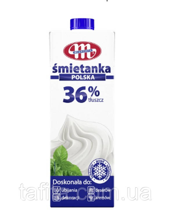 Вершки тваринні Smietanka Mlekovita 36% 1 л, фото 1