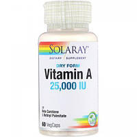 Vitamin A 25.000 IU Solaray, 60 капсул