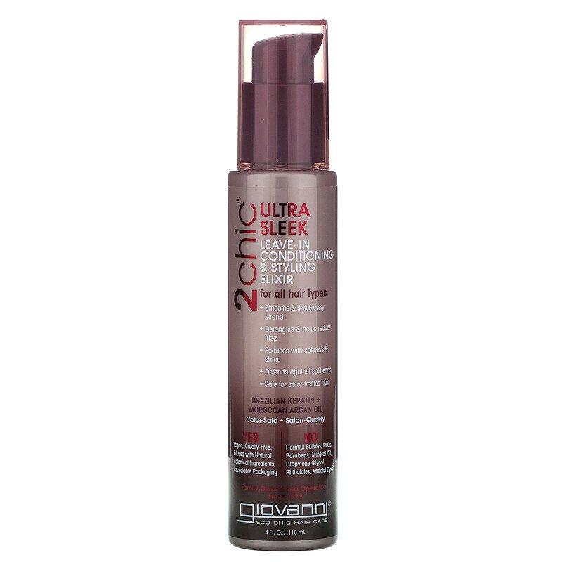 Термозахист для волосся Giovanni, 2chic "Ultra-Sleek Leave-In Conditioning & Styling Elixir" (118 мл), фото 1