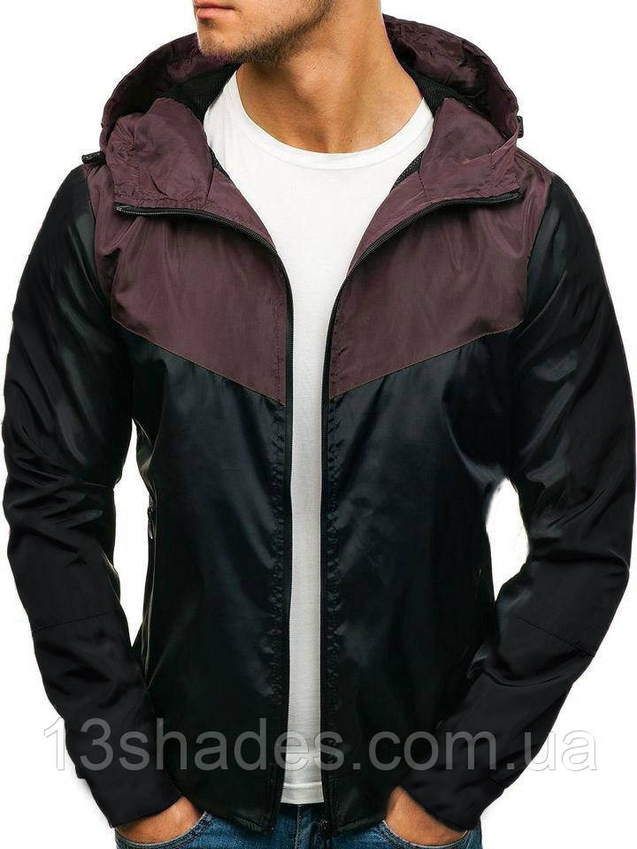 Вітровка віндронер весняна чоловіча унісекс чорна з баклажановим Київ, фото 1