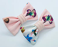 Бантики для девочки розовые с бабочками Бант для волос розовый Бант для девочки нарядный